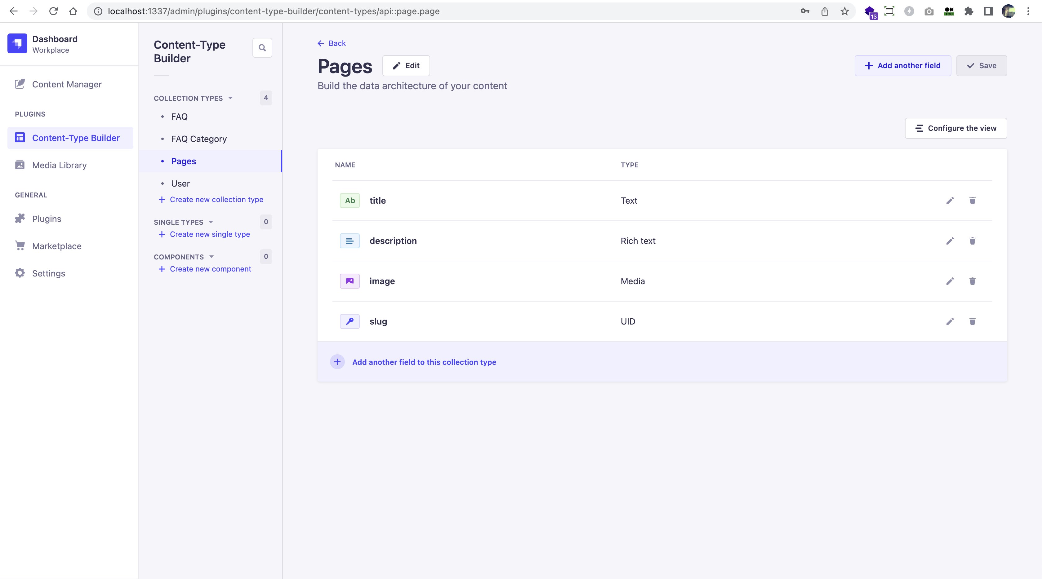 Strapi CMS content page data architecture